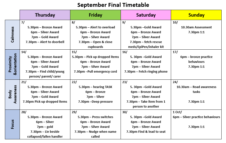 september timetable